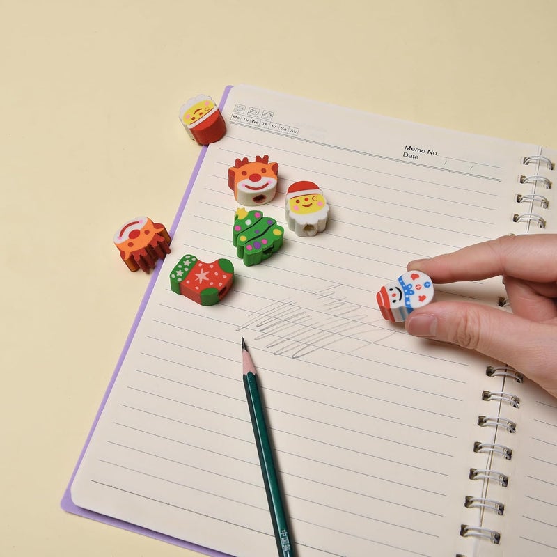 MGTECH 42Pcs Christmas Eraser Toppers for Kids Boys Girls, Mini Christmas Eraser Tops Bulk for Stockings Stuffers - Image 3